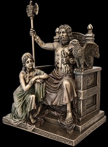 Zeus og Hera skulptur – klassisk trone med udsmykning og symbolik